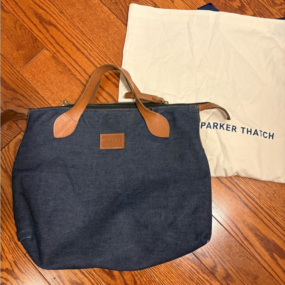 Parker Thatch Navy and Tan Satchel Charlie